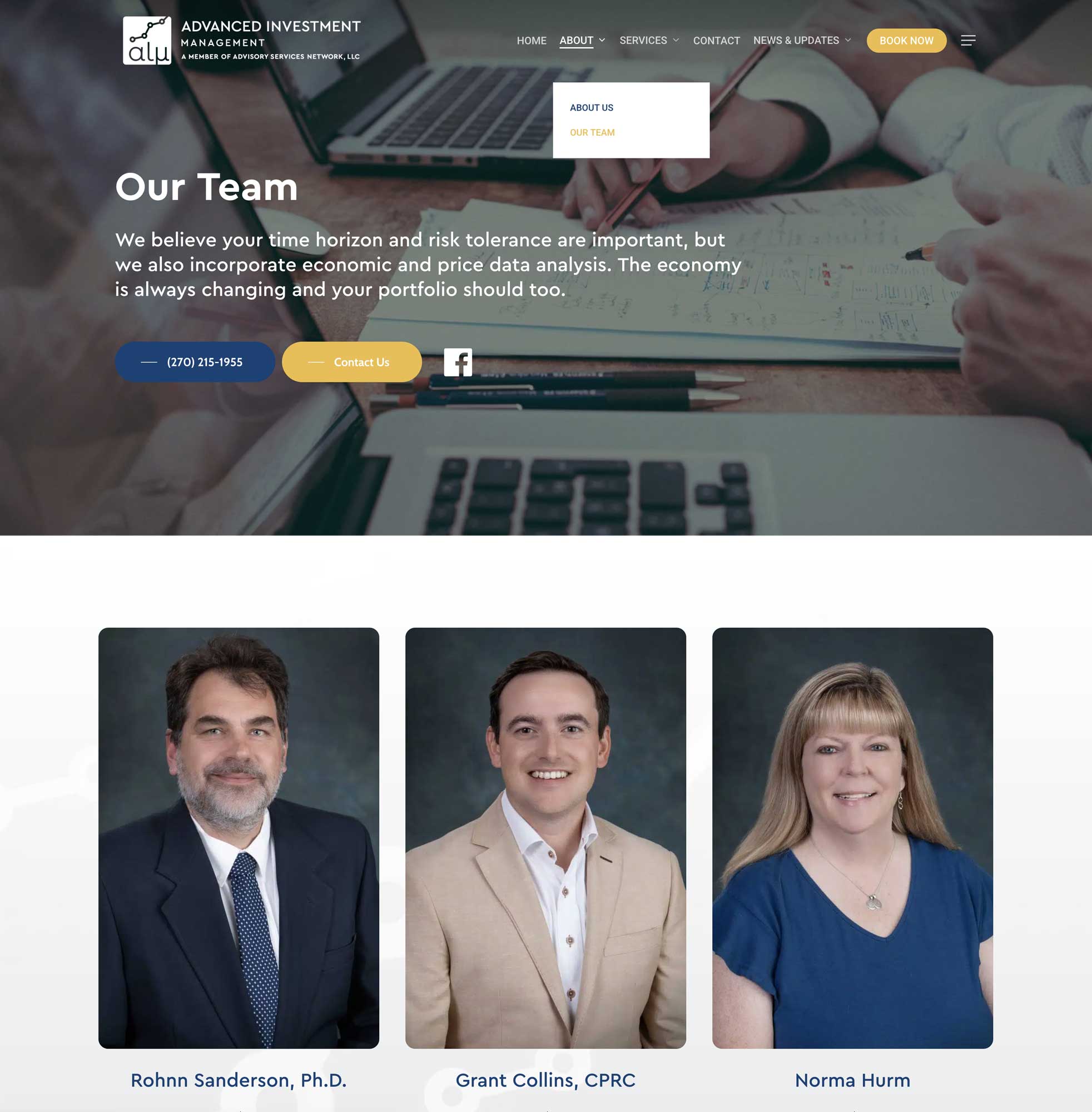Screenshot of the staff layout for the Advanced Investment Management Website by CRFTD Development & Consulting in Kentucky