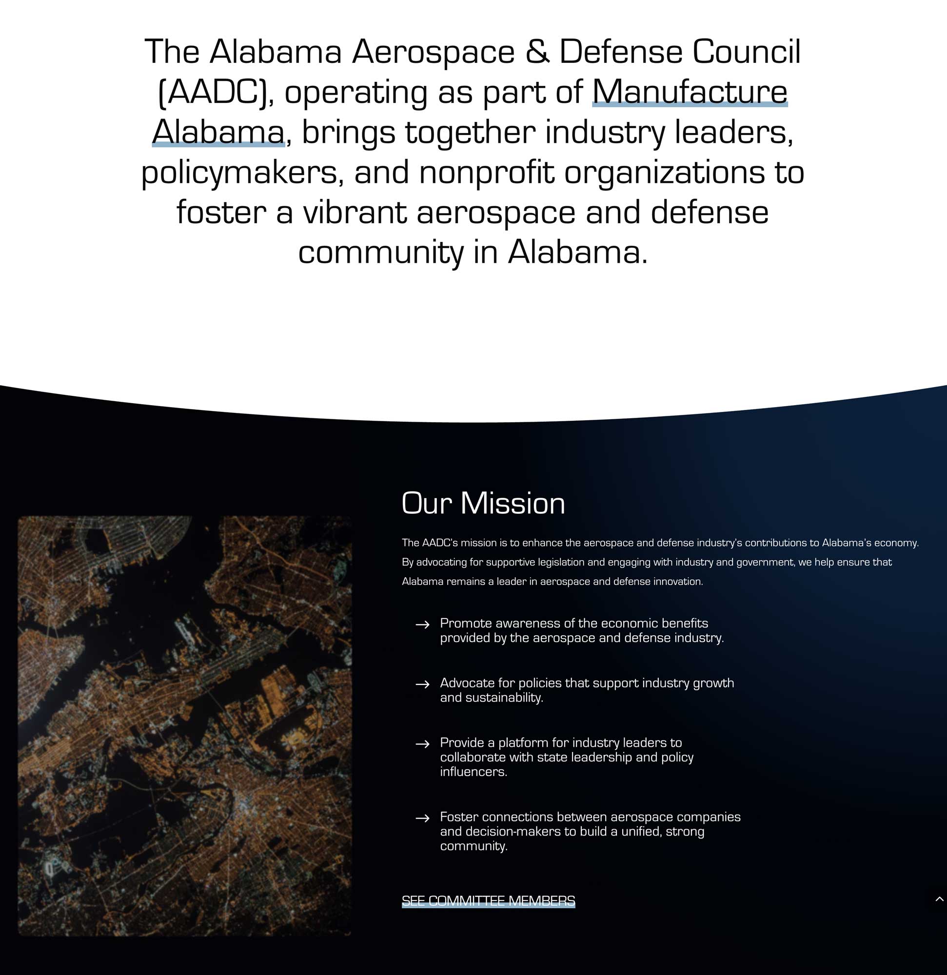 Screenshot of content layout for the AADC Website by CRFTD Development & Consulting in Kentucky