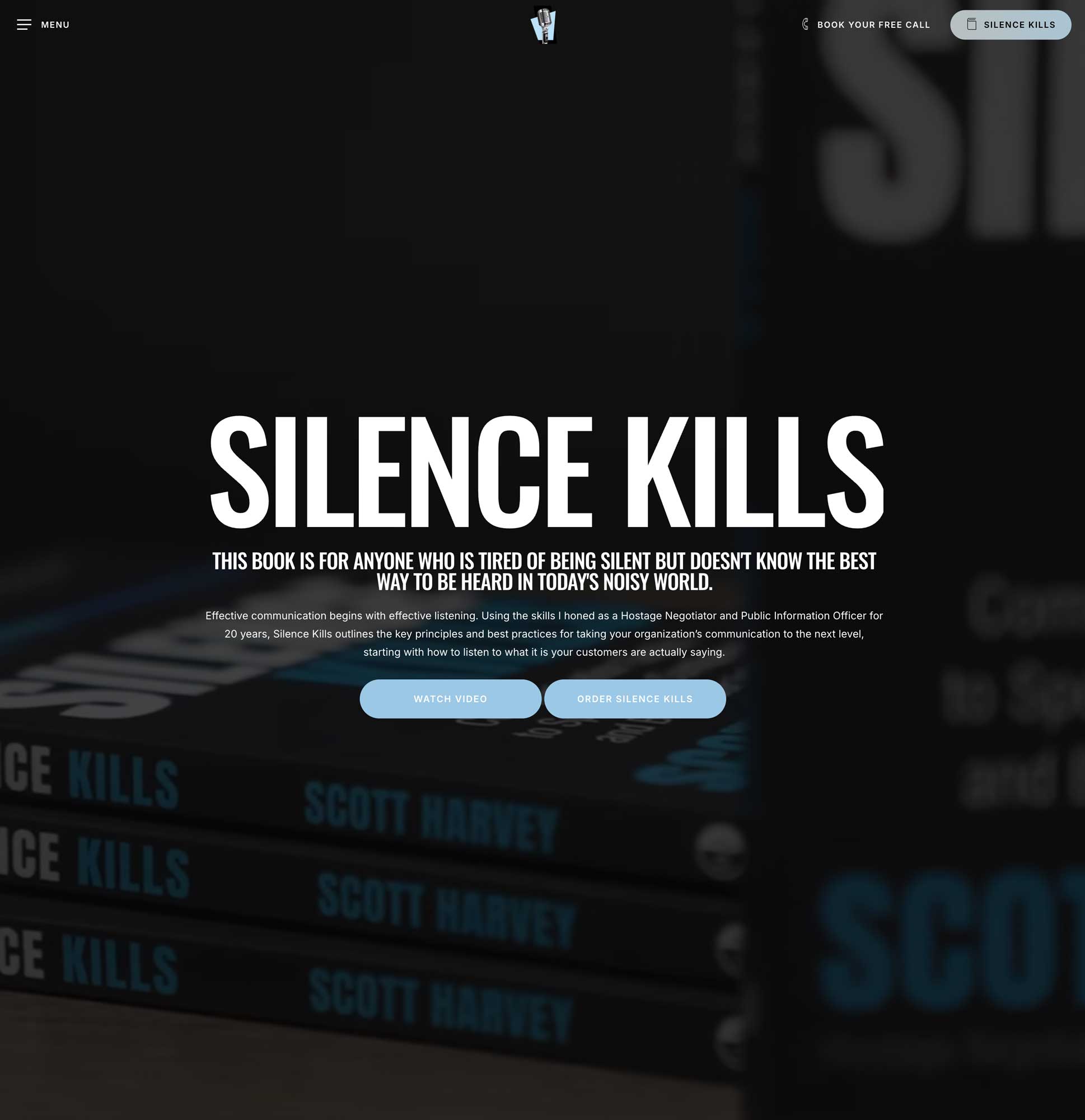 Screenshot of Silence Kills Book from Scott Harvey's Website by CRFTD Development & Consulting in Kentucky