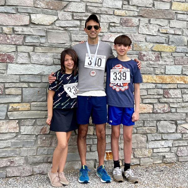 Web Designer Brandon Crabtree and his son and oldest daughter after a 5k race.